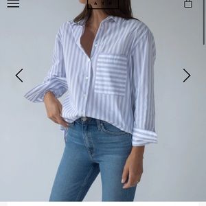 Ayr the deep end shirt in blue white stripe size large